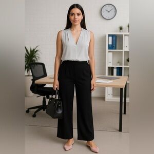 Vince  Camuto 🩶 light grey, sheer plunging v-neck sleeveless tunic, NWOT